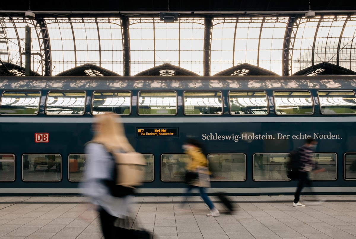 Student traveling by train during a semester abroad