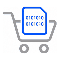 A shopping cart holding a digital eSIM card